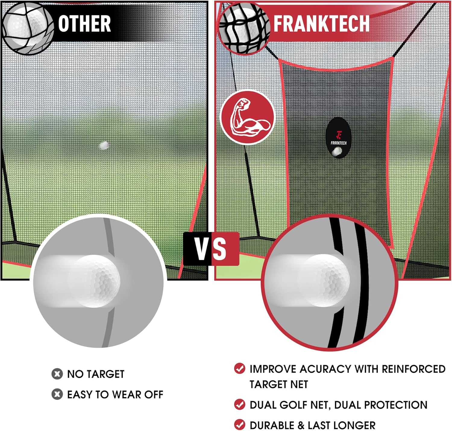 Golf Hitting Net Heavy Duty Golf Practice Net for Backyard Driving Golf Net with High Impact Chipping Hitting Target Golf Driving Practice Net Include Carry Bag Golf Balls for Indoor Outdoor