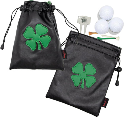 Golf Valuables Pouch,Golf Pouch Bag with Drawstrings Golf Tee Bag Pouch Leather Golf Tee Pouch Golf Ball Bag for Men Women