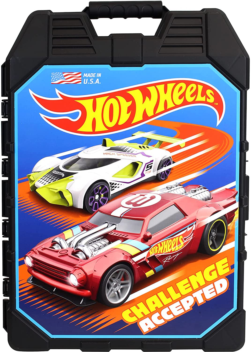 Hot Wheels 48-Car Storage Case – Durable Plastic Carrying Case with Handle for Die-Cast Toy Cars, Fits 1:64 Scale Vehicles, Organizer for Kids Travel & Display